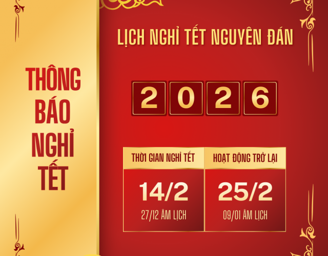THÔNG BÁO LỊCH NGHỈ TẾT NGUYÊN ĐÁN 2026